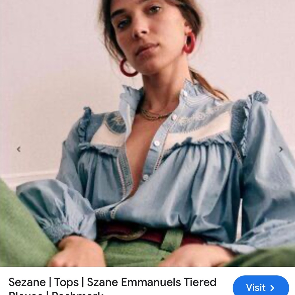 Emmanuels Tiered Light Blue Women's Blouse
